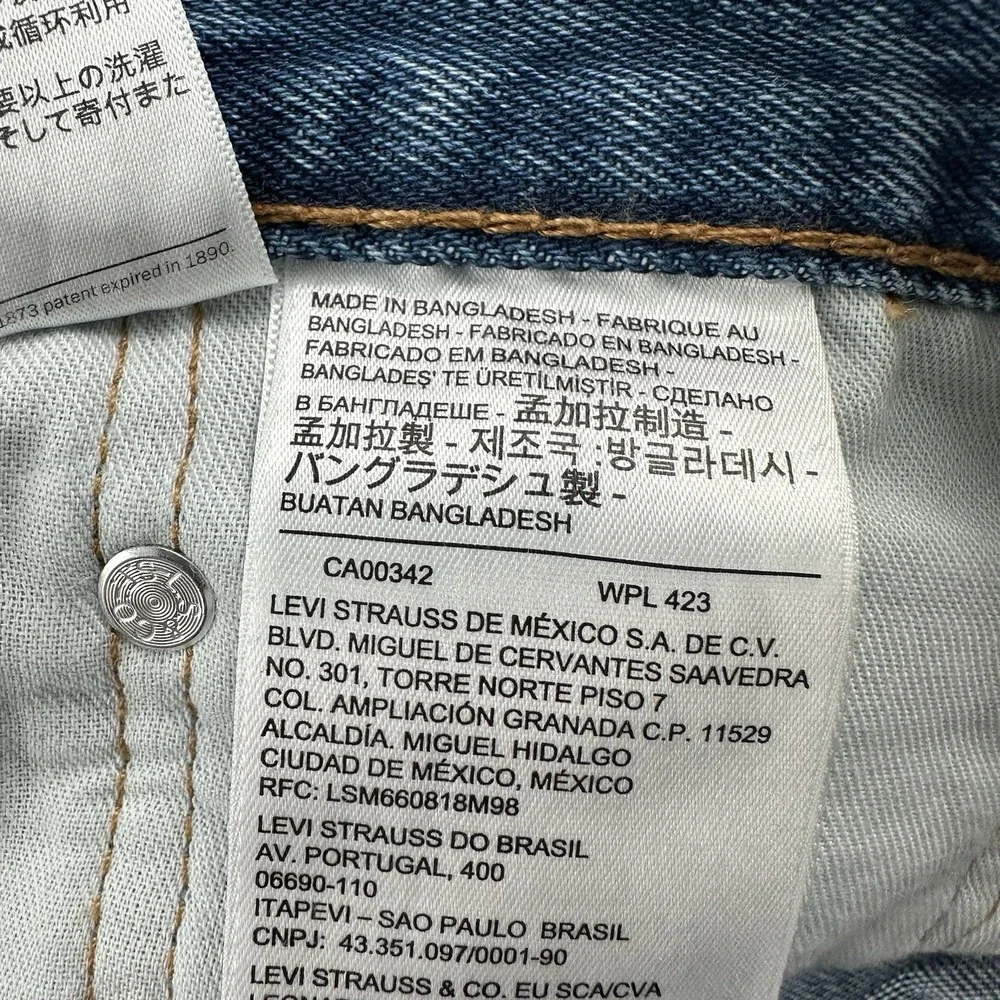 Levi's 505 Straight Jeans Men Fits 36x34 Blue Light Wash Zip Fly 100%‎ Cotton
